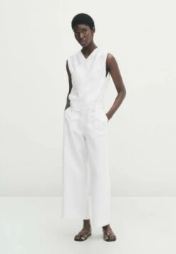 Massimo Dutti And Blend Wide-LegWith Buttons- Trousers - White