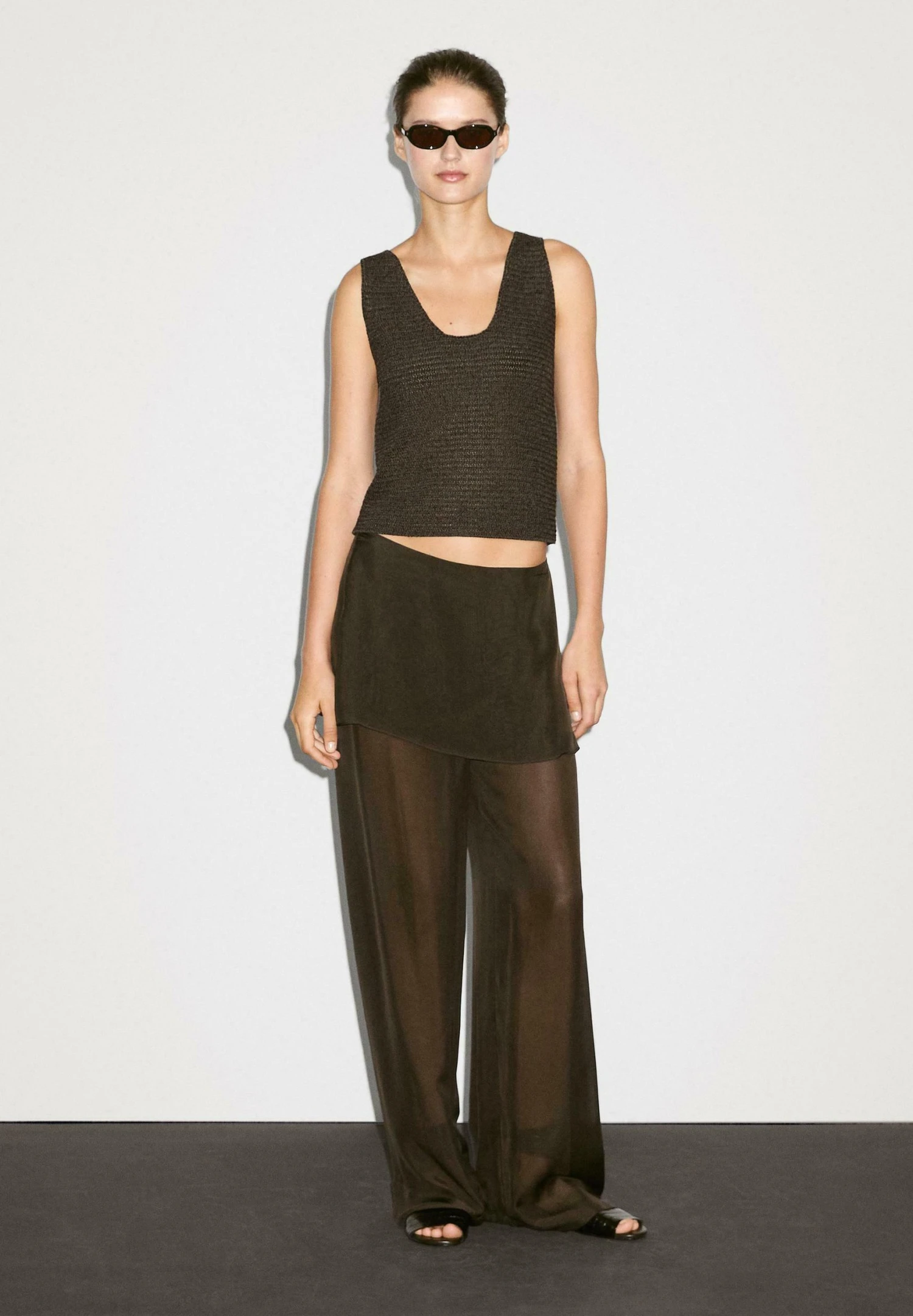 Massimo Dutti THICK STRAPS WITH ROUND NECK - Top - Mottled Dark Green 4 Massimo Dutti THICK STRAPS WITH ROUND NECK - Top - Mottled Dark Green - Image 2