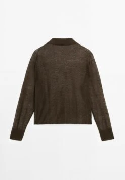 Massimo Dutti SEMI-SHEER WITH POLO COLLAR - Polo Shirt - Brown -Massimo Dutti Shop 66d63c585f6143ae83ff8fec9fe413a1