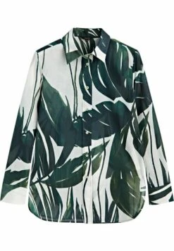 Massimo Dutti Palm Tree Print - Button-Down Blouse - Green -Massimo Dutti Shop 66e0f859d1ca42c096cd42c75400900a