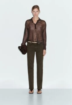 Massimo Dutti MID-WAIST TAPERED FIT - Straight Leg Jeans - Mottled Dark Brown -Massimo Dutti Shop 66e1665e08e145b6887a0e6b5b429701