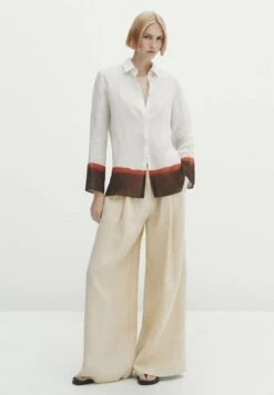 Massimo Dutti With Colour Block - Button-Down Blouse - White