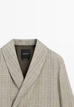 Massimo Dutti CHECK PRINT SHAWL COLLAR - Blazer - Beige -Massimo Dutti Shop 66ed7be6e99b48e185702eaf1ec076f2