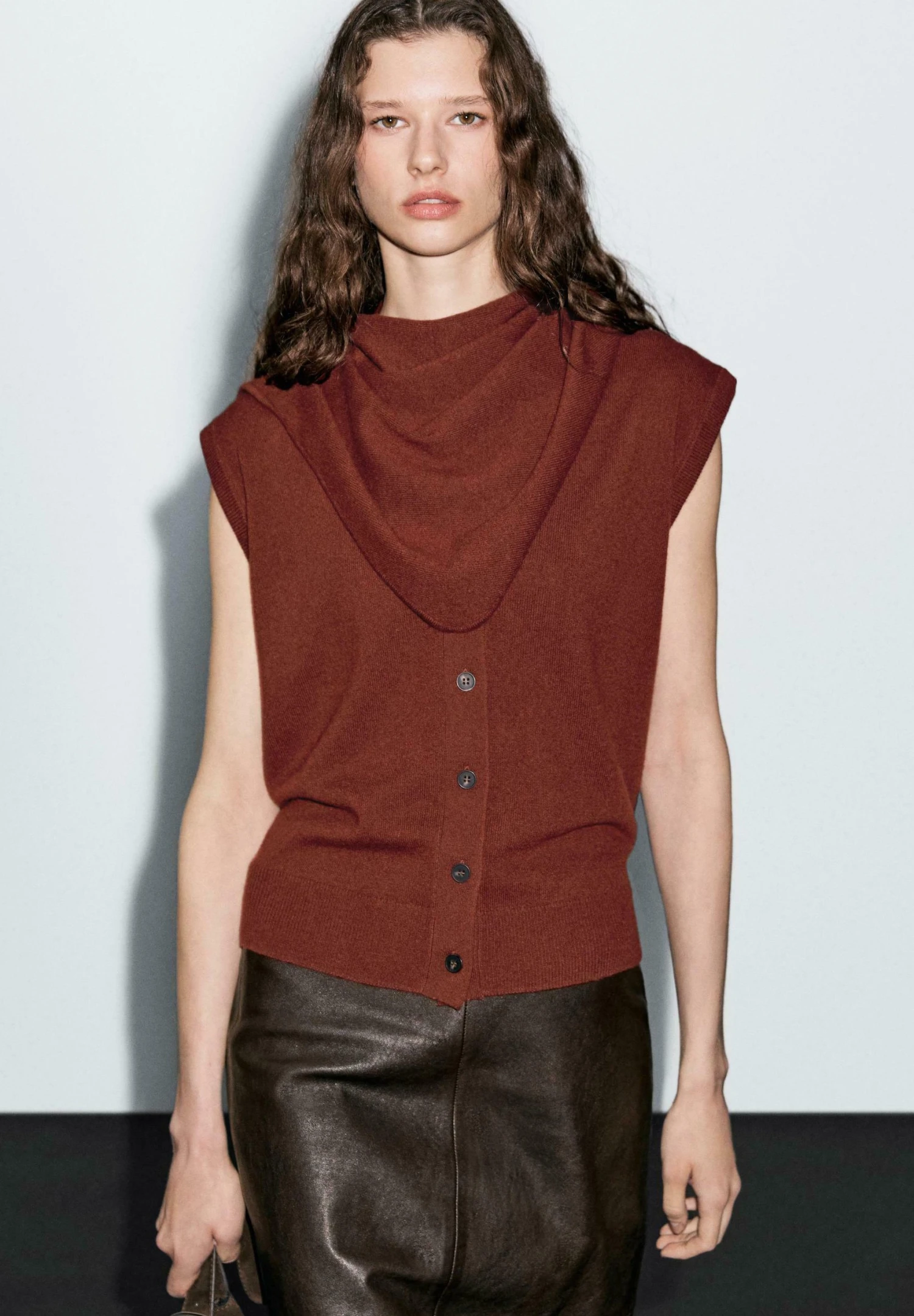 Massimo Dutti V-NECK WITH SCARF - Jumper - Dark Red 3 Massimo Dutti V-NECK WITH SCARF - Jumper - Dark Red