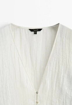 Massimo Dutti Contrast Waffle Blend Oversize- Blouse - White -Massimo Dutti Shop 67537ea8a191463b80a8dac8f979f42f