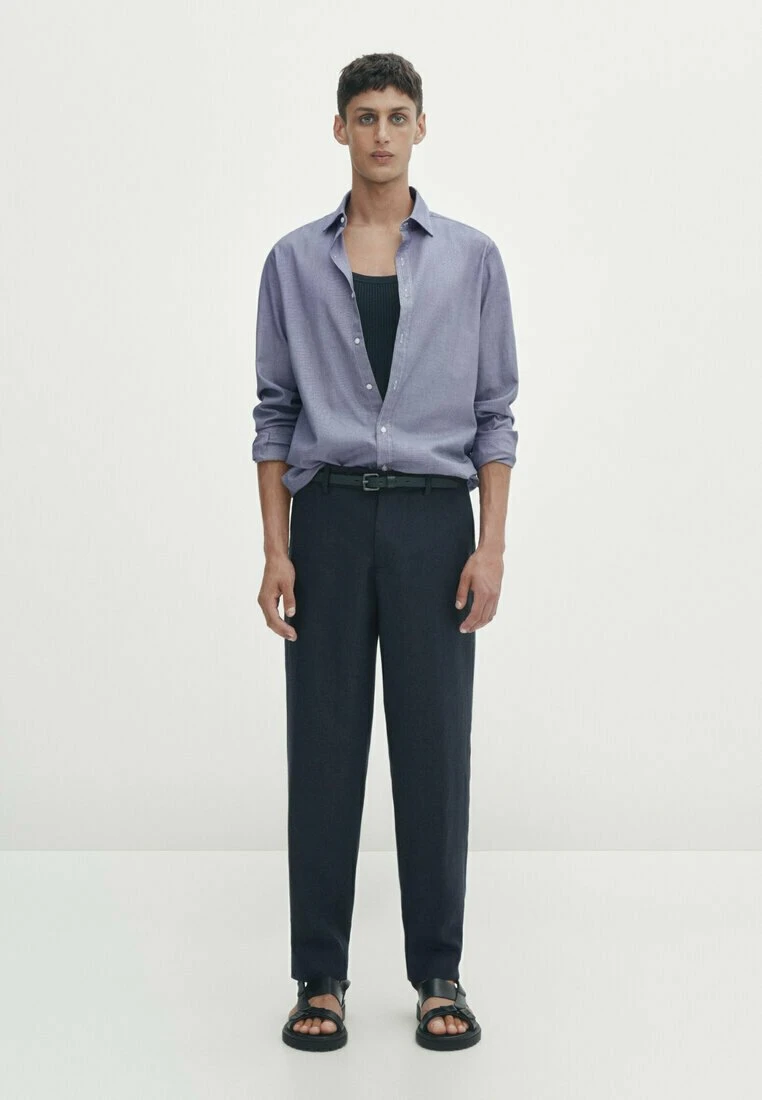 Massimo Dutti Textured Bird S-Eye - Shirt - Blue/Black Denim 4 Massimo Dutti Textured Bird S-Eye - Shirt - Blue/Black Denim - Image 2