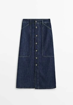 Massimo Dutti Carpenter Midi With Buttons - A-Line Skirt - Dark Blue 20 Massimo Dutti Carpenter Midi With Buttons - A-Line Skirt - Dark Blue -Massimo Dutti Shop 67ccf57ce5ad4b0185dea4116a5401ec
