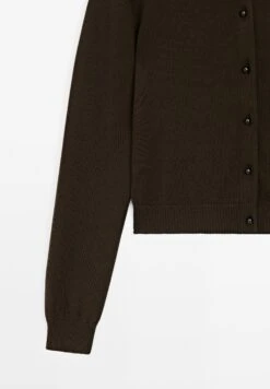 Massimo Dutti CREW NECK WITH RHINESTONE BUTTON DETAIL - Cardigan - Dark Brown -Massimo Dutti Shop 67da5b7159654874b46def500e04adc3
