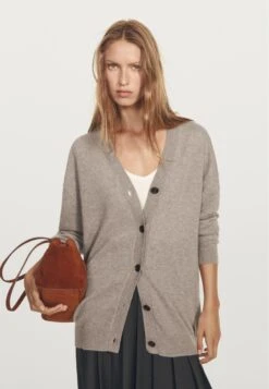 Massimo Dutti BUTTONED OVERSIZE WITH V-NECK - Cardigan - Mottled Brown -Massimo Dutti Shop 6816b6cc0bbc4523ac2c48d748cf1dd8