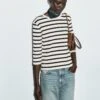 Massimo Dutti STRIPED 3/4 LENGHT SLEEVES - Long Sleeved Top - Beige -Massimo Dutti Shop 682207e82d0c4d0787c303522269c4a8