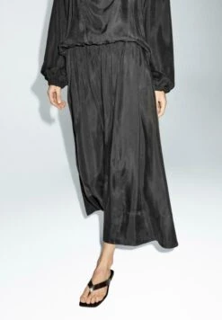 Massimo Dutti FLARED MIDI - Maxi Skirt - Dark Grey