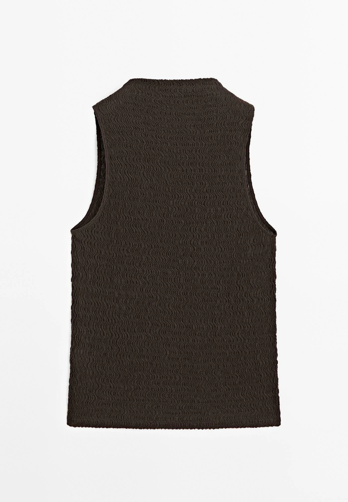 Massimo Dutti CHOCOLATE LINEAR WAFFLE-KNIT FUNNEL NECK - Top - Dark Brown 8 Massimo Dutti CHOCOLATE LINEAR WAFFLE-KNIT FUNNEL NECK - Top - Dark Brown - Image 6