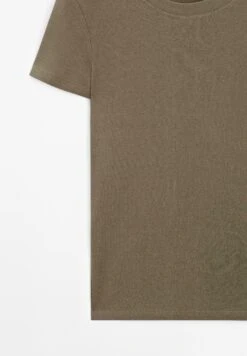 Massimo Dutti TEXTURED CREPE-EFFECT WITH CREW NECK - Basic T-shirt - Mottled Brown -Massimo Dutti Shop 68910a7aa2eb46bc9bca6188338a8736