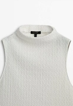 Massimo Dutti Textured Mock Turtleneck - Top - Beige -Massimo Dutti Shop 6893b0f3aa4d41adbed07a9033c52b31