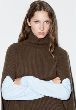 Massimo Dutti HIGH NECK COAT - Jumper - Brown -Massimo Dutti Shop 68b6d4eeba4445d2b4f851ff83c5c172