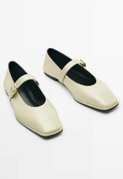 Massimo Dutti Square Flats With Buckled Strap - Ankle Strap Ballet Pumps - Light Brown -Massimo Dutti Shop 68eb0c4ebfbb4e00ba53267b27d8b16f