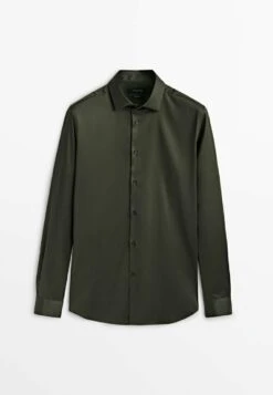 Massimo Dutti Stretch Slim-Fit - Formal Shirt - Dark Green -Massimo Dutti Shop 68eb8c87a3e04a058a84787b6aa971f3