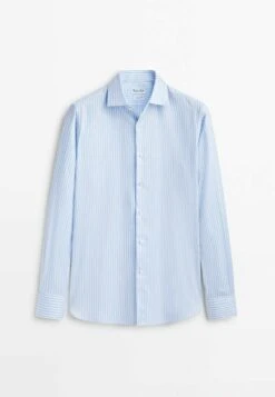 Massimo Dutti Striped Twill- Shirt - Light Blue -Massimo Dutti Shop 6937e99dcf624be39dd8a1a10bb40658