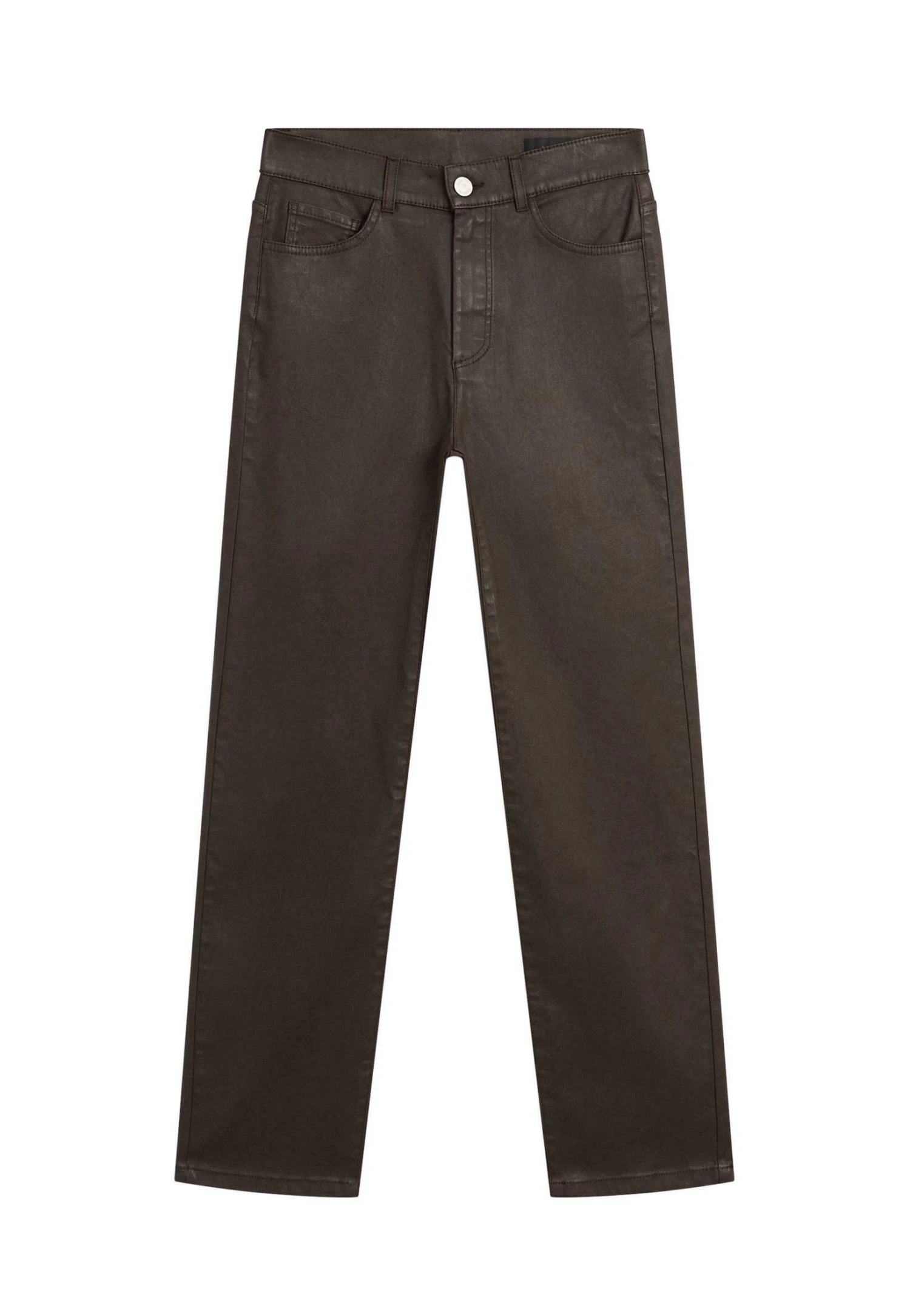Massimo Dutti HIGH-WAIST STRAIGHT-LEG WAXED - Straight Leg Jeans - Mottled Dark Brown 8 Massimo Dutti HIGH-WAIST STRAIGHT-LEG WAXED - Straight Leg Jeans - Mottled Dark Brown - Image 6
