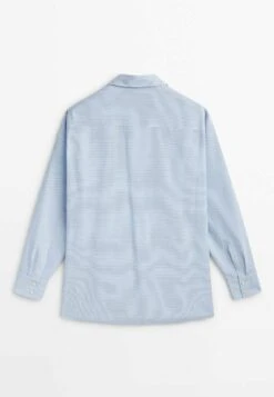 Massimo Dutti Striped With Chest Detailing - Button-Down Blouse - Light Blue 16 Massimo Dutti Striped With Chest Detailing - Button-Down Blouse - Light Blue -Massimo Dutti Shop 696a81f7a0434f49a2d79236f5b6084f