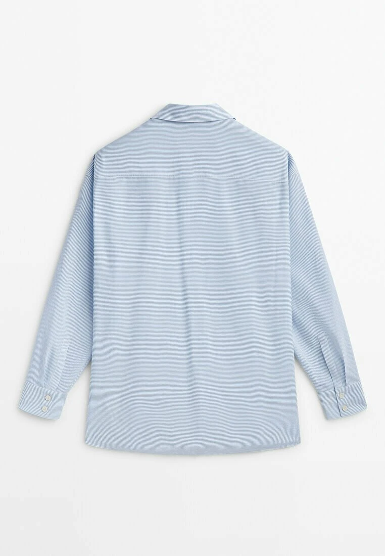 Massimo Dutti Striped With Chest Detailing - Button-Down Blouse - Light Blue 8 Massimo Dutti Striped With Chest Detailing - Button-Down Blouse - Light Blue - Image 6