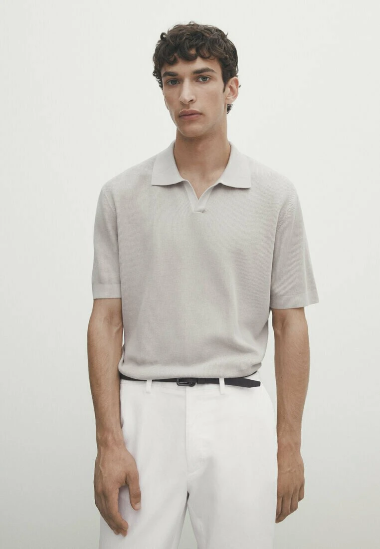 Massimo Dutti Vertical-Textured Micro - Polo Shirt - Beige 3 Massimo Dutti Vertical-Textured Micro - Polo Shirt - Beige