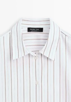 Massimo Dutti LOOSE-FITTING STRIPED - Button-down Blouse - White -Massimo Dutti Shop 698d330a123c428f9bf260a8840b46eb