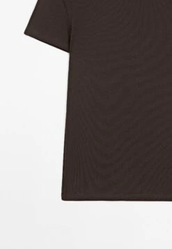 Massimo Dutti RIBBED HEAVY WEIGHT SHORT SLEEVE - Basic T-shirt - Mottled Brown -Massimo Dutti Shop 69974468060c480a9406b712198ad7dd