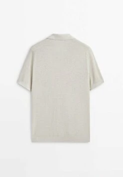 Massimo Dutti Textured Short Sleeve - Polo Shirt - Beige -Massimo Dutti Shop 69e6158d7f9a4027a8ca8db182af33bc