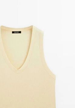 Massimo Dutti RIBBED V-NECK WITH THICK STRAPS - Basic T-shirt - Light Yellow -Massimo Dutti Shop 6a07045458ed4cf9b7cb2ada3edca23a