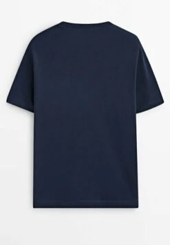 Massimo Dutti Textured Short Sleeve - Basic T-Shirt - Blue -Massimo Dutti Shop 6a24c406cb944ced8841f6c23d215ac5