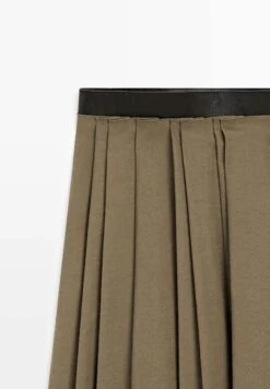 Massimo Dutti MIDI WITH WAIST DETAIL - Pleated Skirt - Light Brown -Massimo Dutti Shop 6a9d4e2bfba2465faf94ac364bdaa9fd