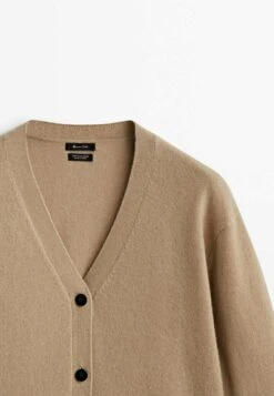 Massimo Dutti V-Neck- Cardigan - Mottled Light Brown -Massimo Dutti Shop 6b1a228dc2e144fd8785fc45f1b1afe5
