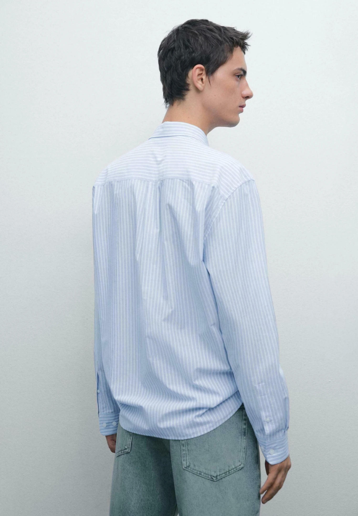 Massimo Dutti REGULAR FIT GARMENT WITH STRIPED DETAIL - Shirt - Blue 5 Massimo Dutti REGULAR FIT GARMENT WITH STRIPED DETAIL - Shirt - Blue - Image 3