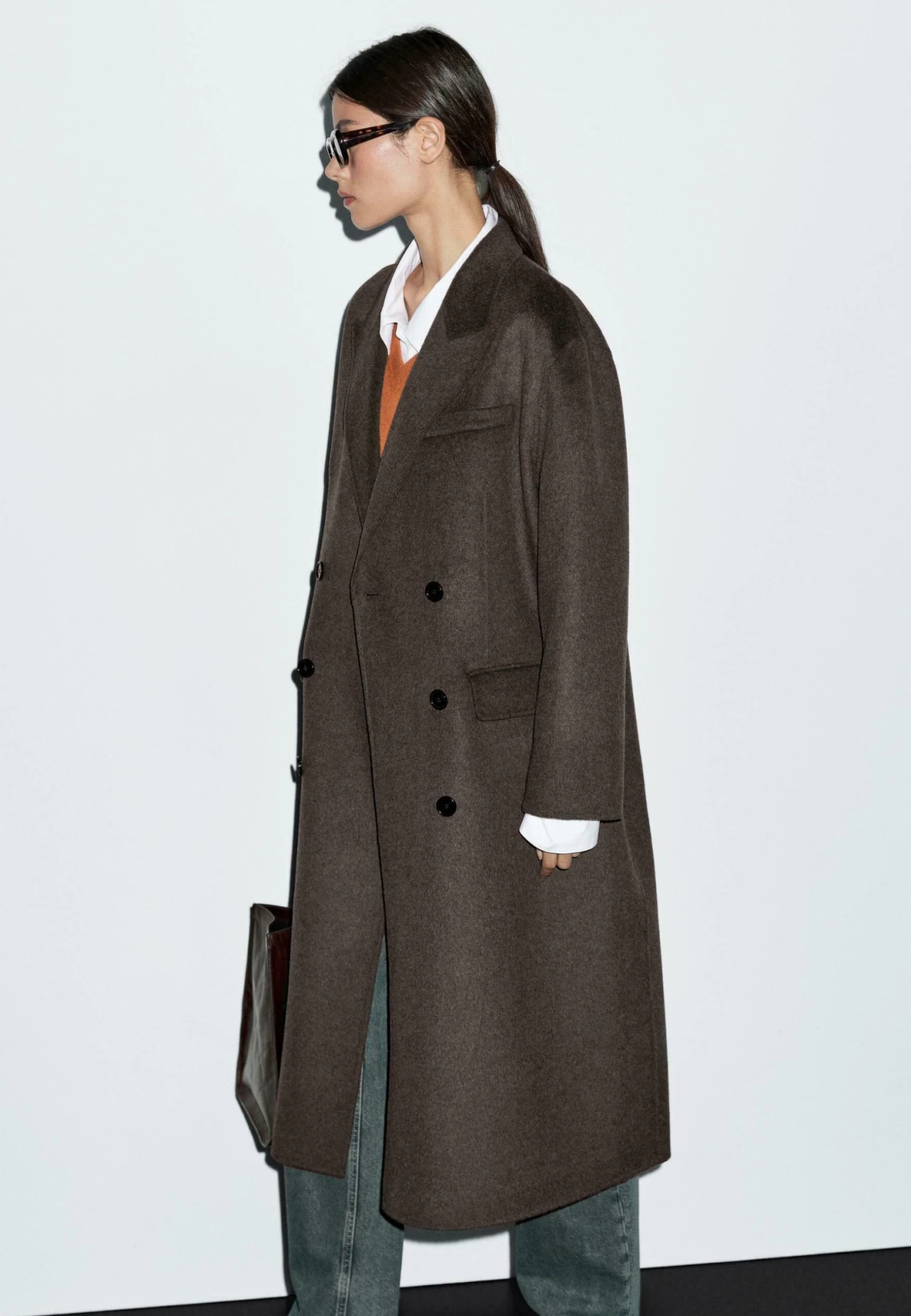 Massimo Dutti LONG - Classic Coat - Dark Brown 5 Massimo Dutti LONG - Classic Coat - Dark Brown - Image 3