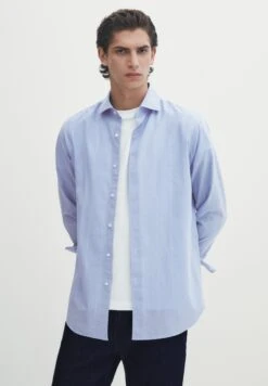 Massimo Dutti Regular Fit Wide Striped - Shirt - Light Blue