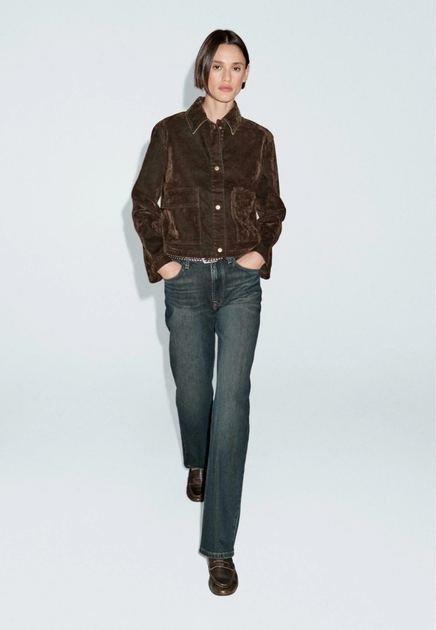 Massimo Dutti SHORT WITH POCKETS AND FINISH - Denim Jacket - Dark Brown 7 Massimo Dutti SHORT WITH POCKETS AND FINISH - Denim Jacket - Dark Brown - Image 5