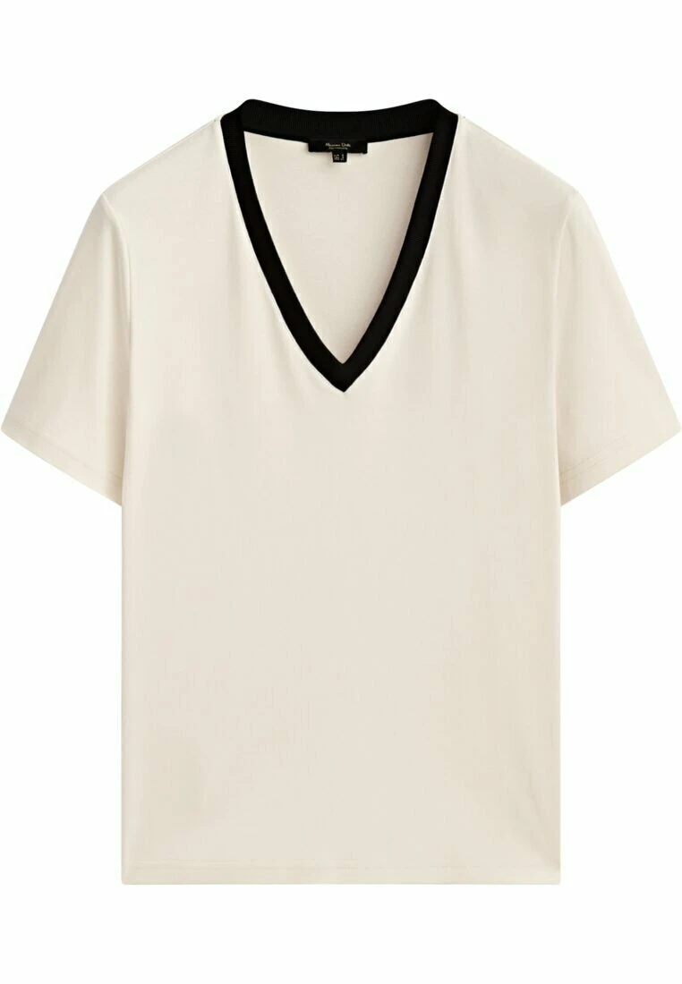 Massimo Dutti With Contrast V-Neck - Basic T-Shirt 7 Massimo Dutti With Contrast V-Neck - Basic T-Shirt - Image 5