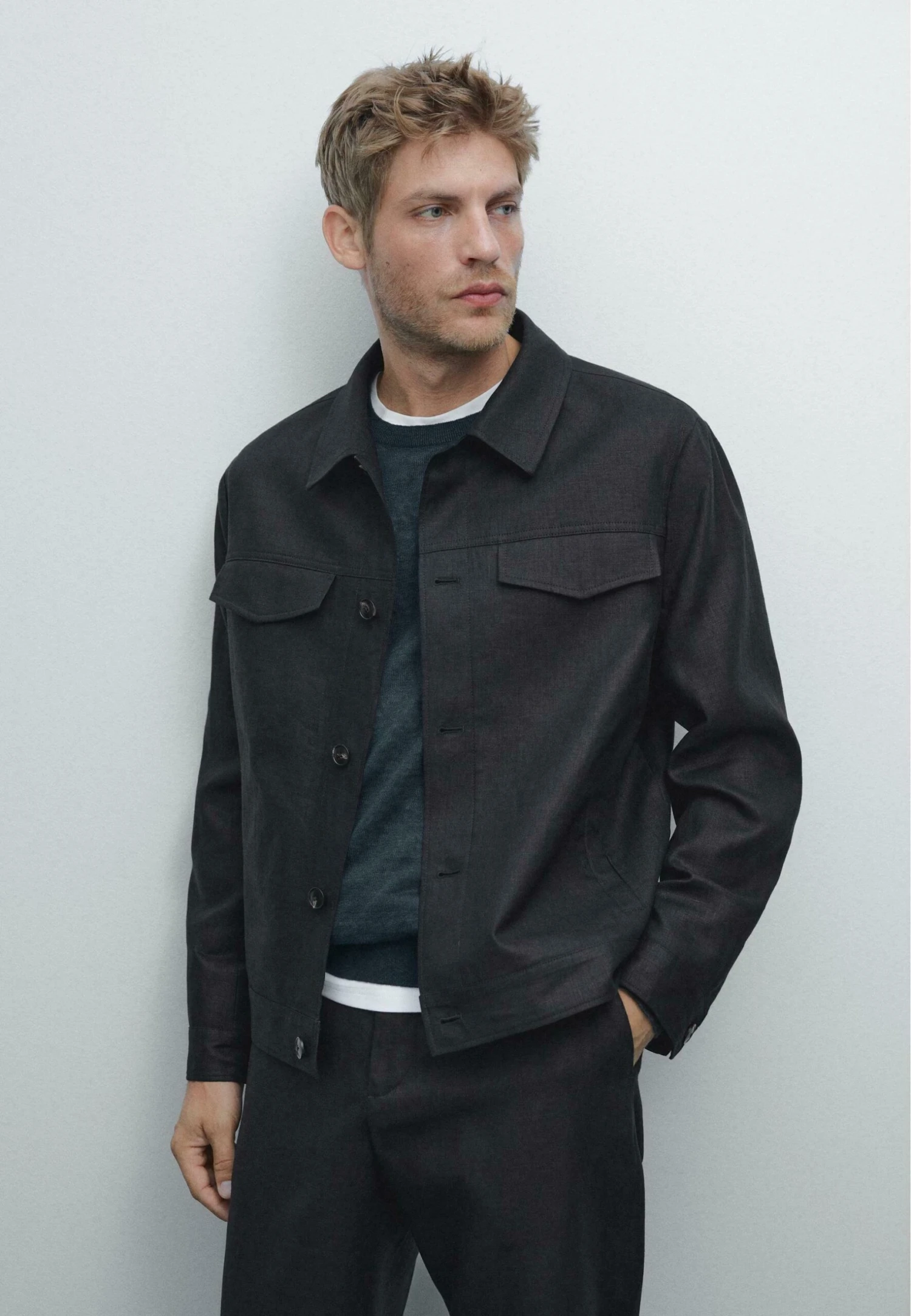 Massimo Dutti TOTAL LOOK WITH FLAP POCKETS - Summer Jacket - Dark Blue 3 Massimo Dutti TOTAL LOOK WITH FLAP POCKETS - Summer Jacket - Dark Blue