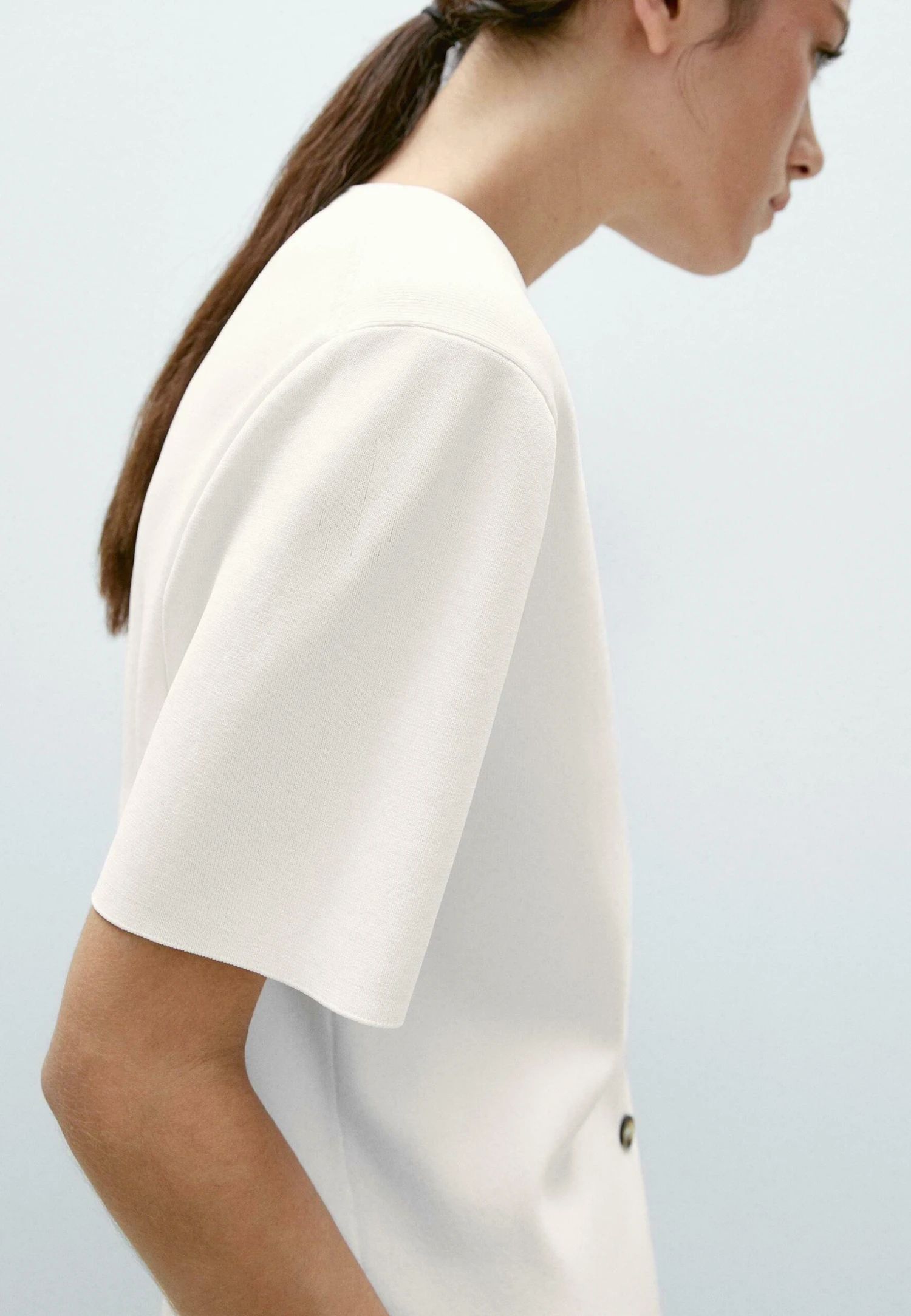 Massimo Dutti FLOWING SHORT SLEEVE WITH V-NECK - Button-down Blouse - White 5 Massimo Dutti FLOWING SHORT SLEEVE WITH V-NECK - Button-down Blouse - White - Image 3