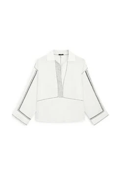 Massimo Dutti LOOSE-FITTING GARMENT WITH CONTRAST DETAILS - Blouse - White -Massimo Dutti Shop 6d0def920f1a472d9c9da38af8e8ed7b