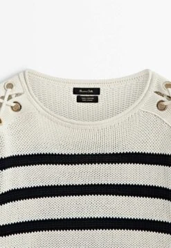 Massimo Dutti Striped With Interwoven Shoulders - Jumper - Beige -Massimo Dutti Shop 6d2c5d75aef74c04b1a5b5c306cfed6b