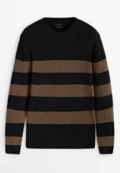 Massimo Dutti Striped Crew Neck - Jumper - Black -Massimo Dutti Shop 6d6dfc32904f4e98b31521b5f70c36c5