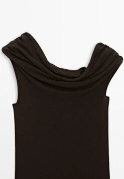 Massimo Dutti SLEEVELESS ASYMMETRIC NECKLINE - Top - Dark Brown -Massimo Dutti Shop 6de23f2f68f14e69a286e791a163428c