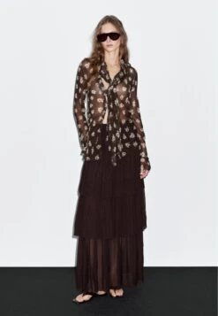 Massimo Dutti FLOWING GARMENT WITH SCARF COLLAR - Blouse - Mottled Dark Brown 12 Massimo Dutti FLOWING GARMENT WITH SCARF COLLAR - Blouse - Mottled Dark Brown -Massimo Dutti Shop 6de6ff5ffb424065b6f6bd192470da55