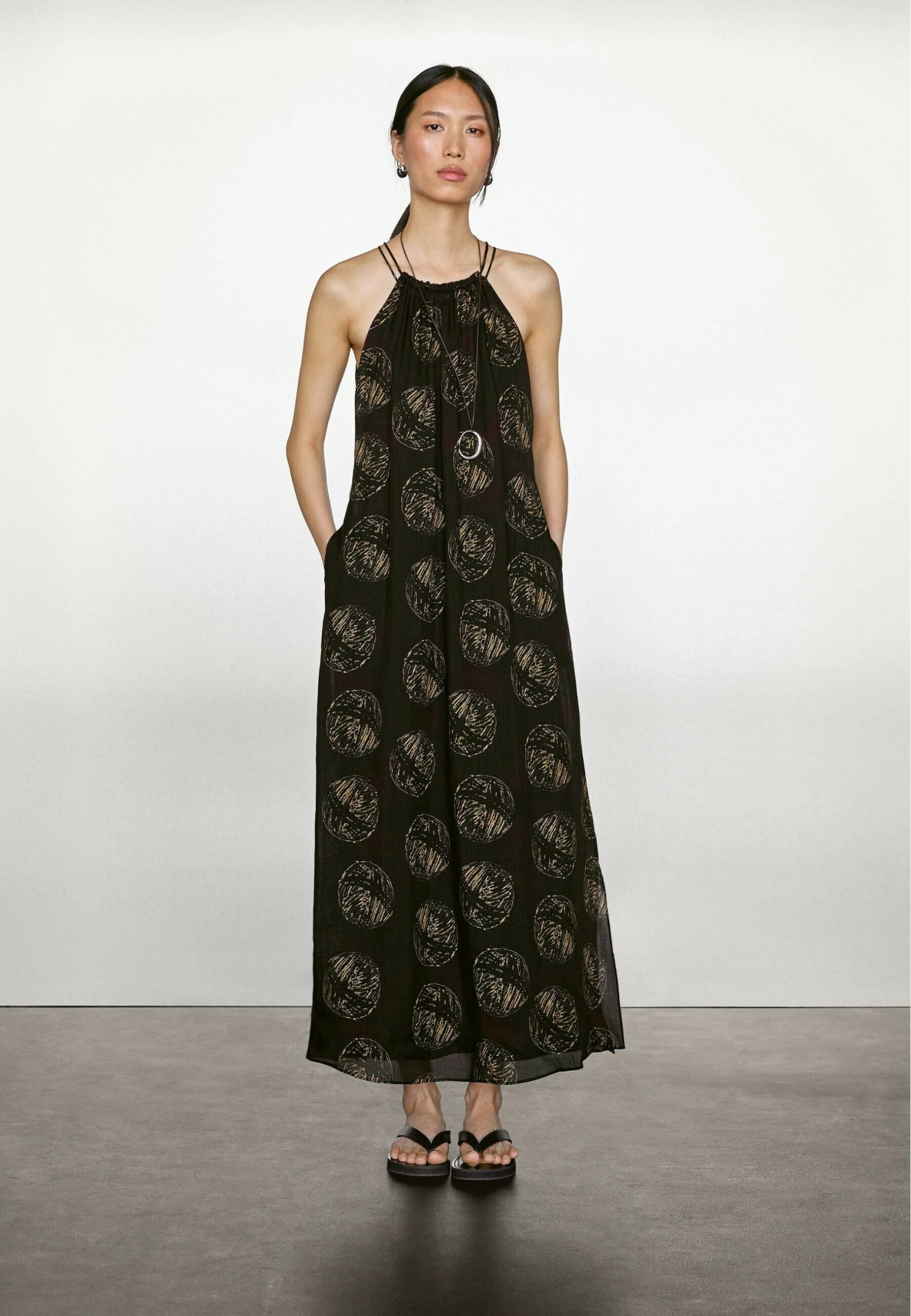 Massimo Dutti LONG PRINT - Maxi Dress - Mottled Dark Brown 5 Massimo Dutti LONG PRINT - Maxi Dress - Mottled Dark Brown - Image 3