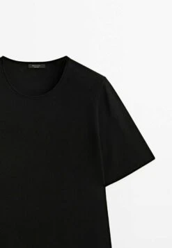 Massimo Dutti Short Sleeve - Basic T-Shirt - Black -Massimo Dutti Shop 6e2cea382076448297523e17d01b2a98
