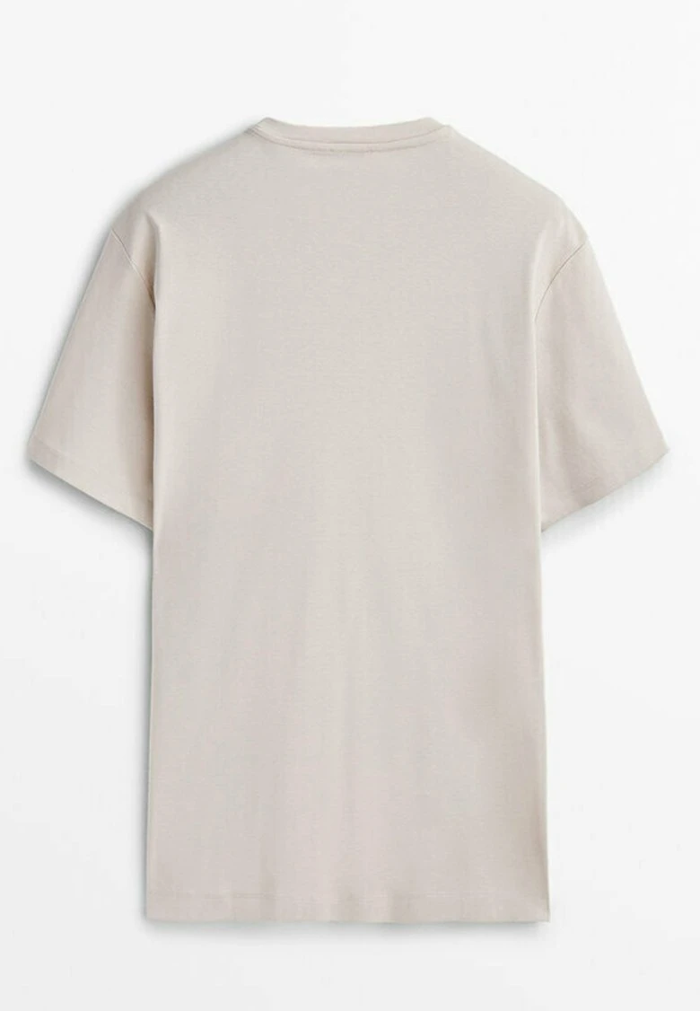 Massimo Dutti Studio -Short Sleeve - Basic T-Shirt - Beige 4 Massimo Dutti Studio -Short Sleeve - Basic T-Shirt - Beige - Image 2