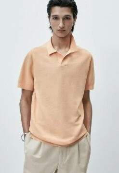 Massimo Dutti Smocked - Polo Shirt - Mottled Orange
