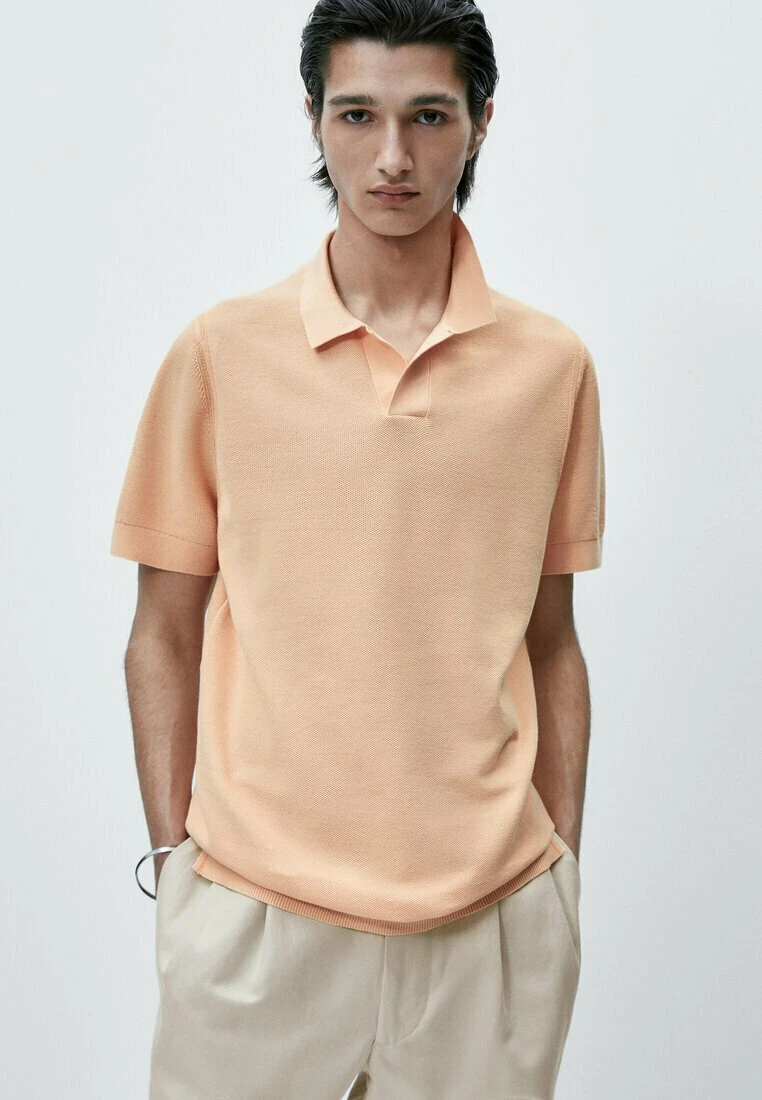Massimo Dutti Smocked - Polo Shirt - Mottled Orange 3 Massimo Dutti Smocked - Polo Shirt - Mottled Orange